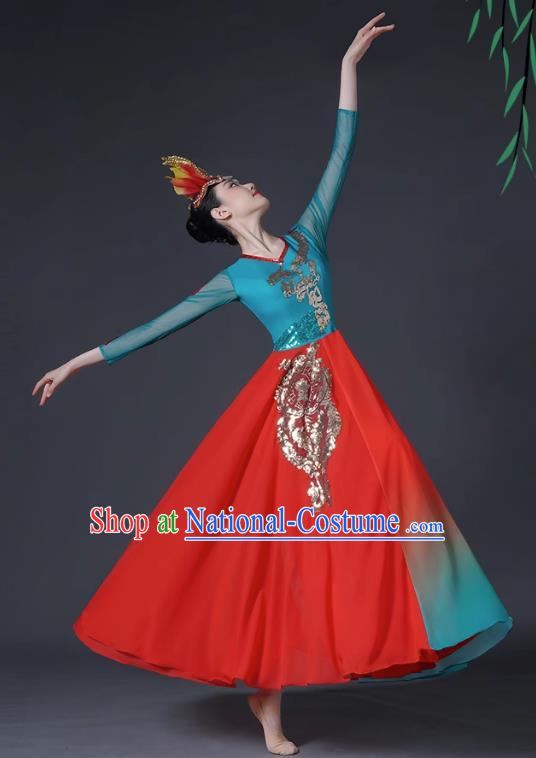 Classical Dance Costume Female Chinese Style Opening Dance Big Swing Skirt Singing and Dancing Performance Costume Modern Chorus Long Skirt