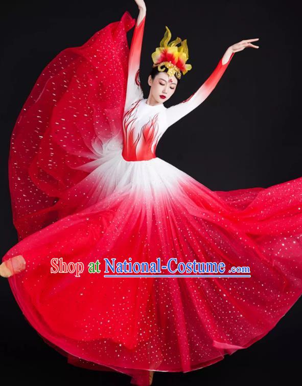 Spring Festival Gala Opening Dance Big Swing Skirt Women Chinese Style Costumes Modern Dance Costumes Song Dancer In The Lights