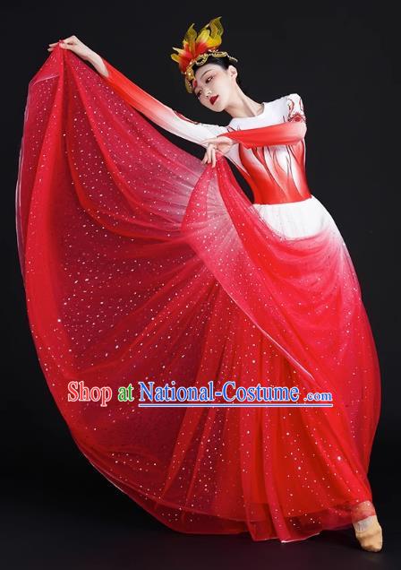 Spring Festival Gala Opening Dance Big Swing Skirt Women Chinese Style Costumes Modern Dance Costumes Song Dancer In The Lights