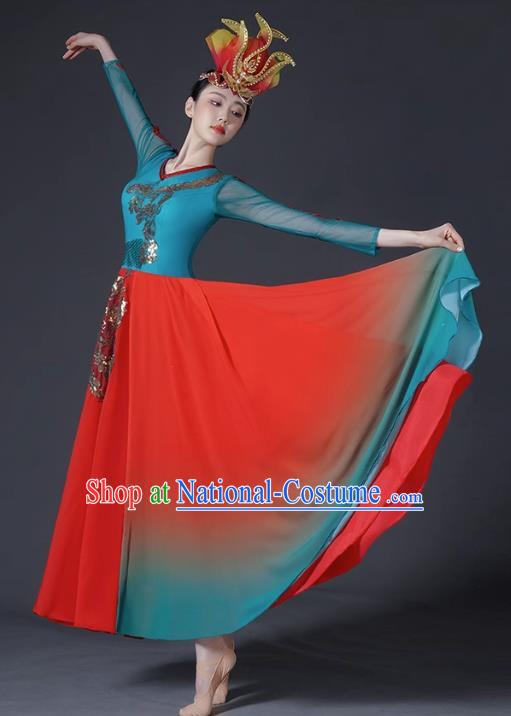 Classical Dance Costume Female Chinese Style Opening Dance Big Swing Skirt Singing and Dancing Performance Costume Modern Chorus Long Skirt