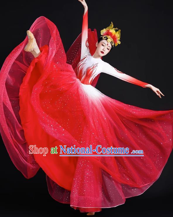 Spring Festival Gala Opening Dance Big Swing Skirt Women Chinese Style Costumes Modern Dance Costumes Song Dancer In The Lights