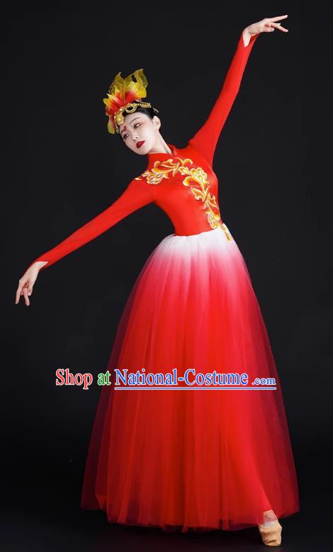 Opening Dance Big Swing Skirt Performance Costume Female Modern Stage Dance Costume Chinese Style Long Skirt In The Lights