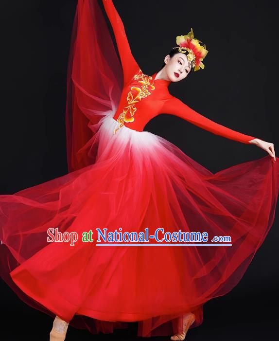 Opening Dance Big Swing Skirt Performance Costume Female Modern Stage Dance Costume Chinese Style Long Skirt In The Lights