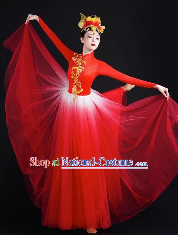 Opening Dance Big Swing Skirt Performance Costume Female Modern Stage Dance Costume Chinese Style Long Skirt In The Lights