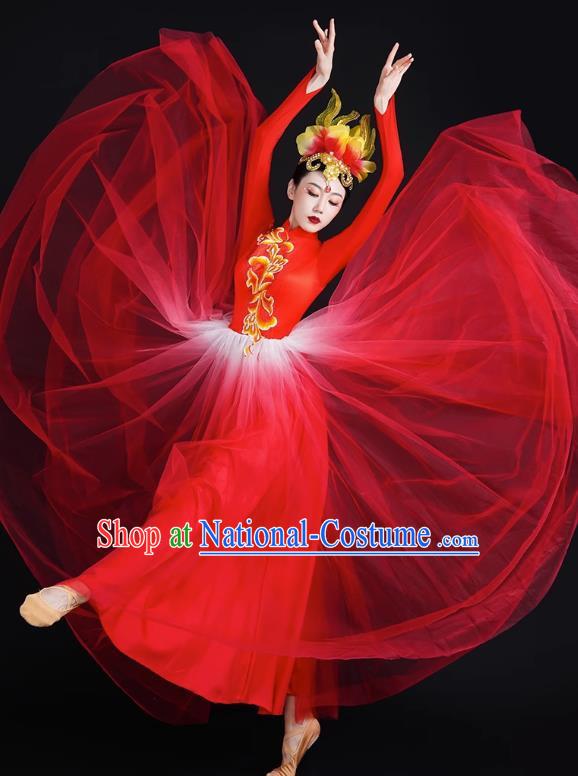 Opening Dance Big Swing Skirt Performance Costume Female Modern Stage Dance Costume Chinese Style Long Skirt In The Lights