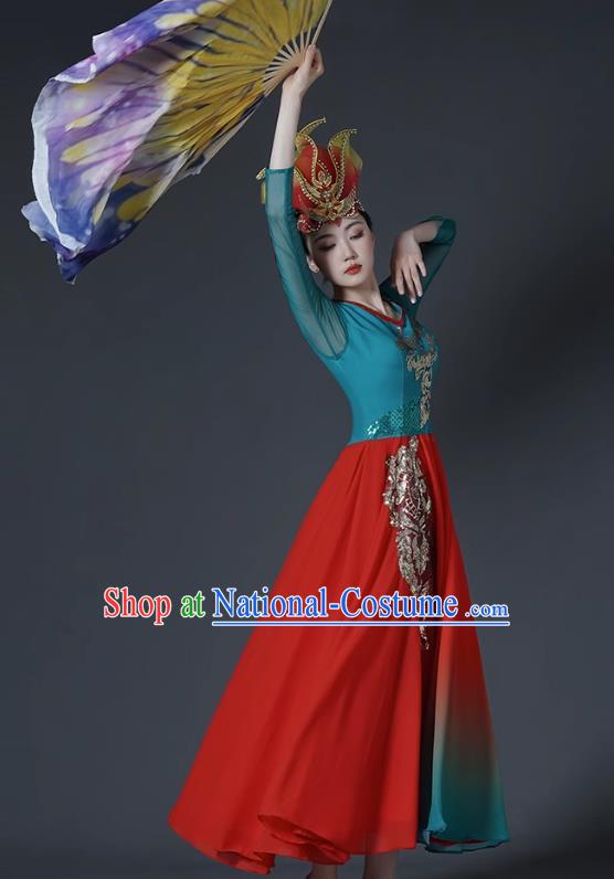 Classical Dance Costume Female Chinese Style Opening Dance Big Swing Skirt Singing and Dancing Performance Costume Modern Chorus Long Skirt