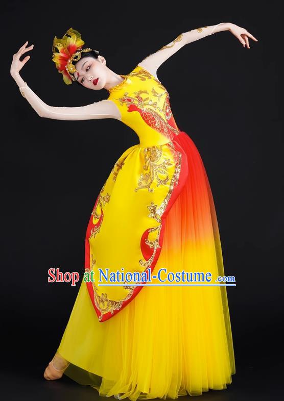 Spring Festival Gala Opening Dance Large Swing Skirt Performance Costumes Modern Dance Costumes Brilliant Chinese Dream Song Accompanying Dance Long Skirt Female