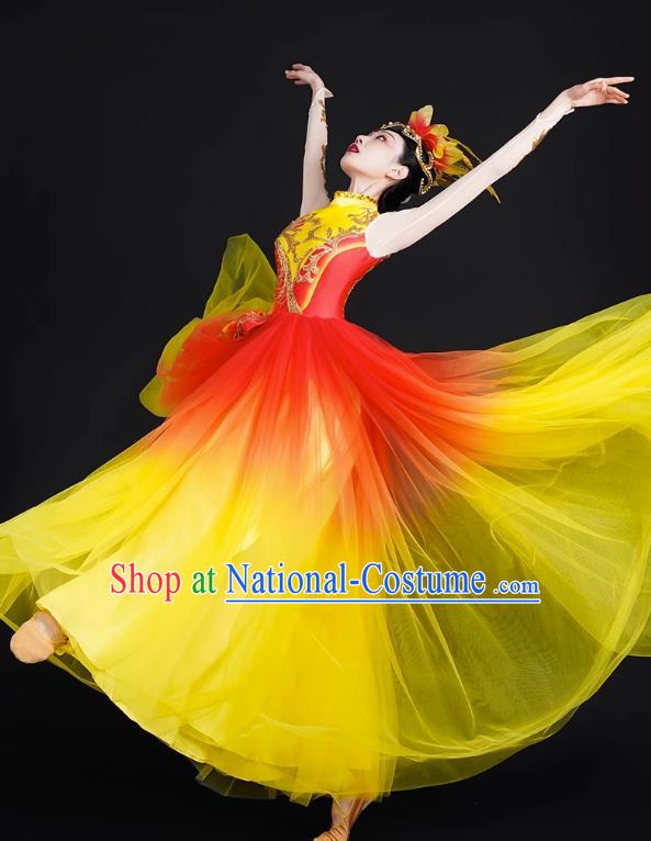 Spring Festival Gala Opening Dance Large Swing Skirt Performance Costumes Modern Dance Costumes Brilliant Chinese Dream Song Accompanying Dance Long Skirt Female