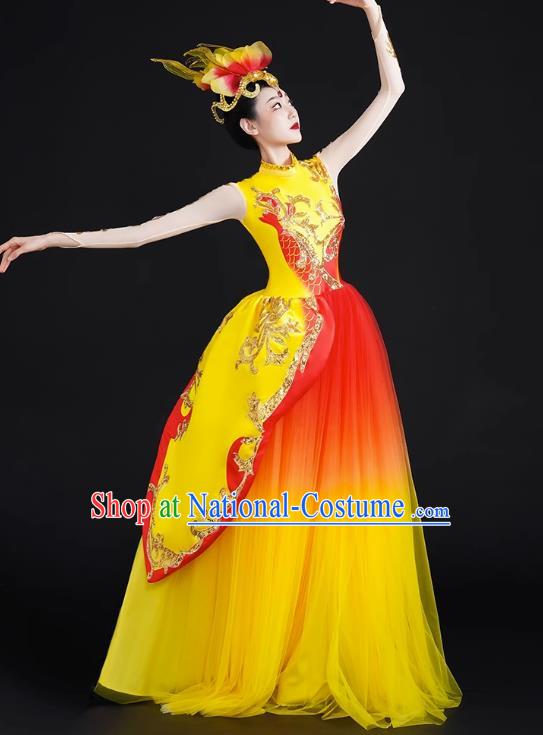 Spring Festival Gala Opening Dance Large Swing Skirt Performance Costumes Modern Dance Costumes Brilliant Chinese Dream Song Accompanying Dance Long Skirt Female