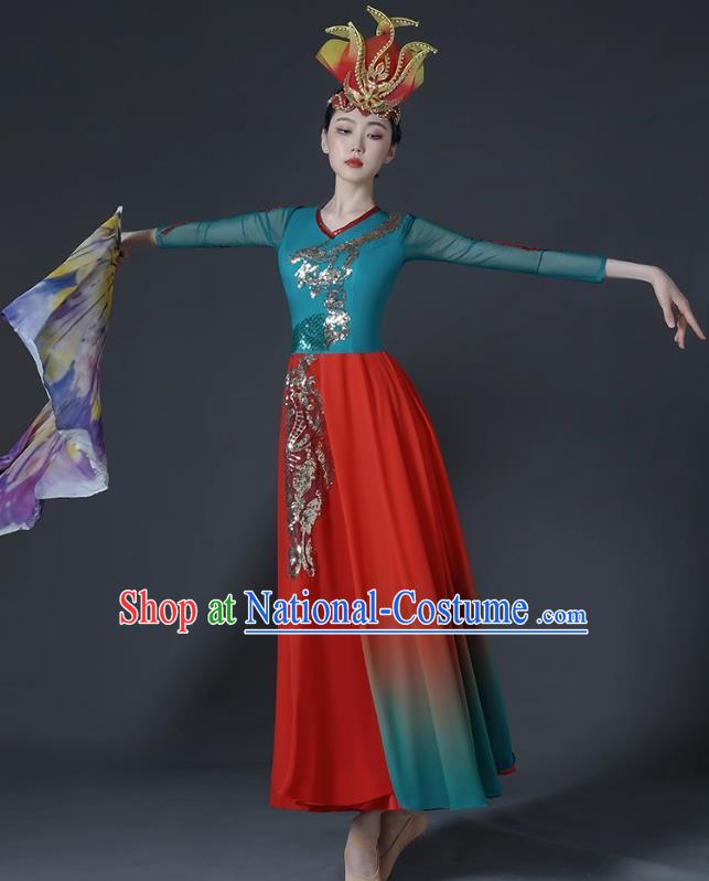 Classical Dance Costume Female Chinese Style Opening Dance Big Swing Skirt Singing and Dancing Performance Costume Modern Chorus Long Skirt