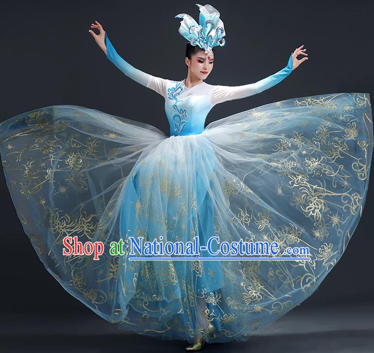 Opening Dance Big Swing Skirt Performance Costume Female Large Stage Chorus Modern Dance Costume Song Dance Dress