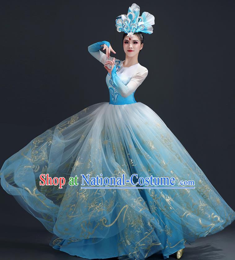 Opening Dance Big Swing Skirt Performance Costume Female Large Stage Chorus Modern Dance Costume Song Dance Dress