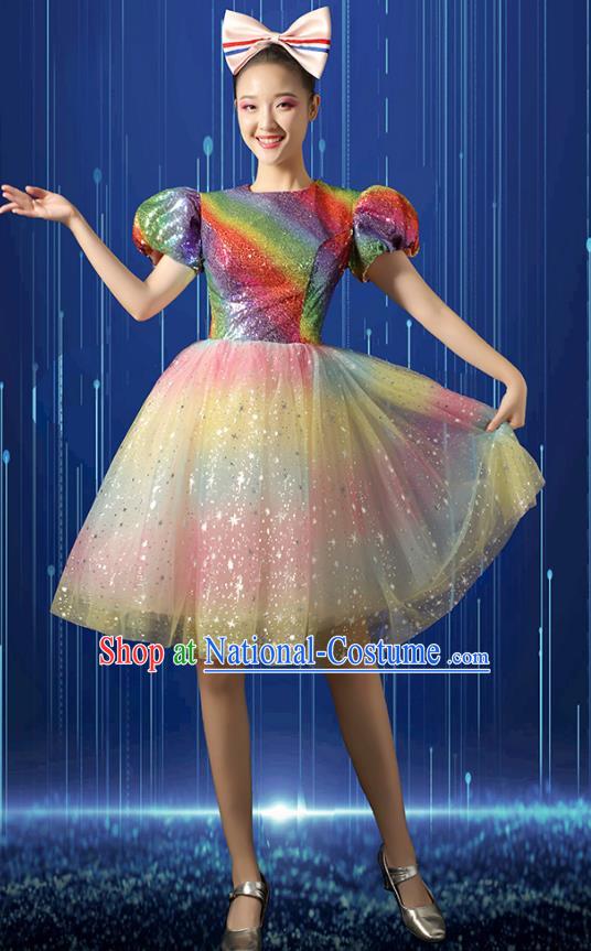 Modern Dance Costume Dress Women Square Dance Tutu Suit Opening Dance Big Swing Skirt Singing Dance Costume