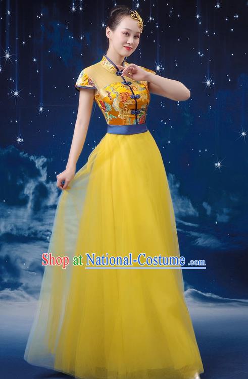 Chinese Wind Chorus Women Long Skirt National Dance Costume Folk Music Erhu Guzheng Allegro Performance Costume Adult Suit