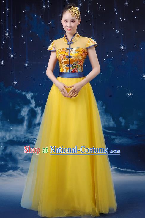 Chinese Wind Chorus Women Long Skirt National Dance Costume Folk Music Erhu Guzheng Allegro Performance Costume Adult Suit