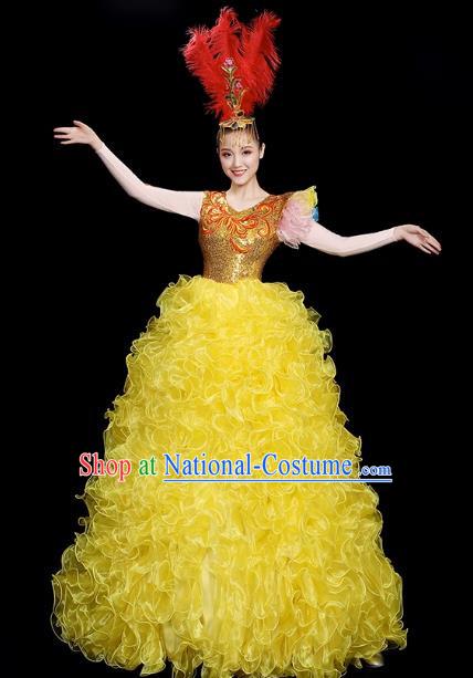 Opening Dance Big Skirt Performance Costumes Sequins Song Accompaniment Dance Costumes Solo Stage Performance Costumes