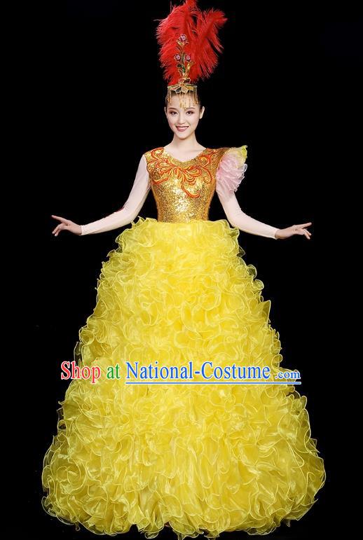 Opening Dance Big Skirt Performance Costumes Sequins Song Accompaniment Dance Costumes Solo Stage Performance Costumes