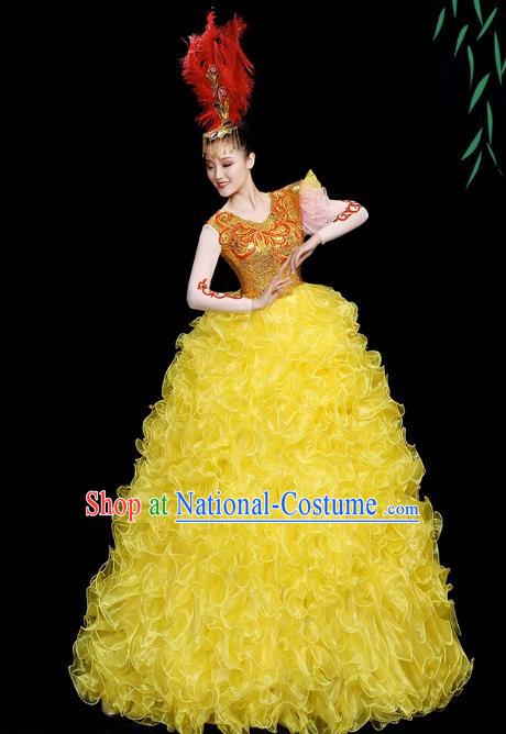 Opening Dance Big Skirt Performance Costumes Sequins Song Accompaniment Dance Costumes Solo Stage Performance Costumes