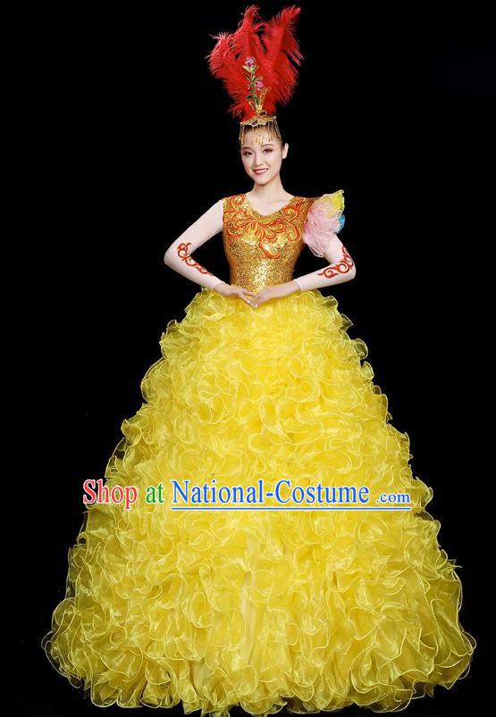 Opening Dance Big Skirt Performance Costumes Sequins Song Accompaniment Dance Costumes Solo Stage Performance Costumes