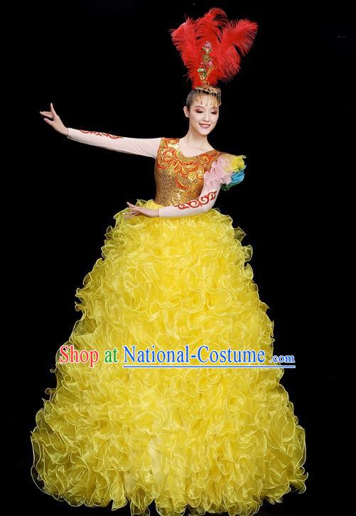 Opening Dance Big Skirt Performance Costumes Sequins Song Accompaniment Dance Costumes Solo Stage Performance Costumes