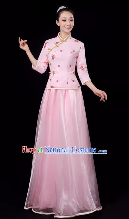 Republic Of China Student Dress Female Pink Chorus Performance Costume Republic Of China Style Two Piece Suit Graduation Class Uniform Stage Performance Costume