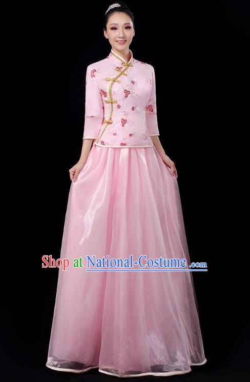 Republic Of China Student Dress Female Pink Chorus Performance Costume Republic Of China Style Two Piece Suit Graduation Class Uniform Stage Performance Costume