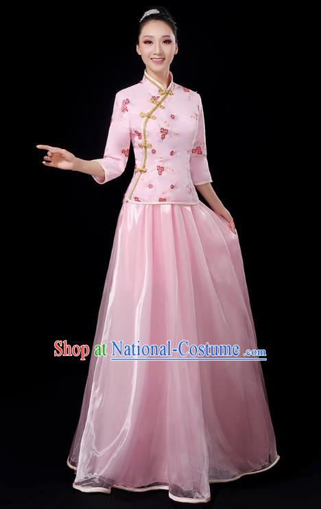 Republic Of China Student Dress Female Pink Chorus Performance Costume Republic Of China Style Two Piece Suit Graduation Class Uniform Stage Performance Costume