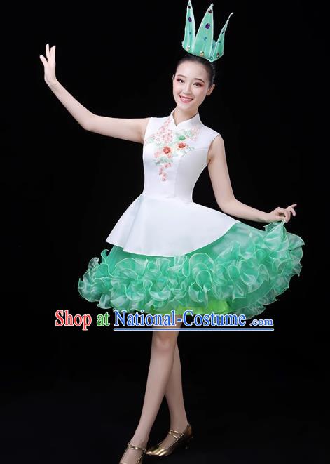 Green Modern Dance Costume Fashion Opening Dance Costume Chorus Singing Dancer Skirt Square Dance Costume Female