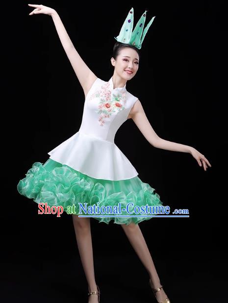 Green Modern Dance Costume Fashion Opening Dance Costume Chorus Singing Dancer Skirt Square Dance Costume Female