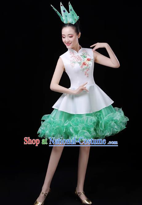 Green Modern Dance Costume Fashion Opening Dance Costume Chorus Singing Dancer Skirt Square Dance Costume Female