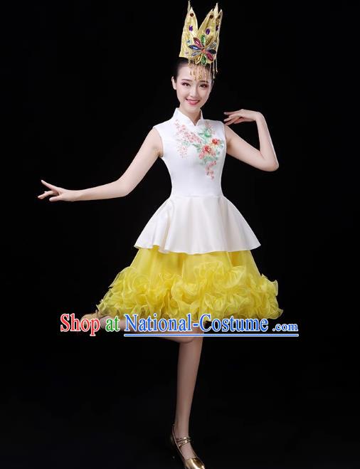 Yellow Modern Dance Costume Fashion Opening Dance Costume Chorus Singing Dancer Skirt Square Dance Costume Female