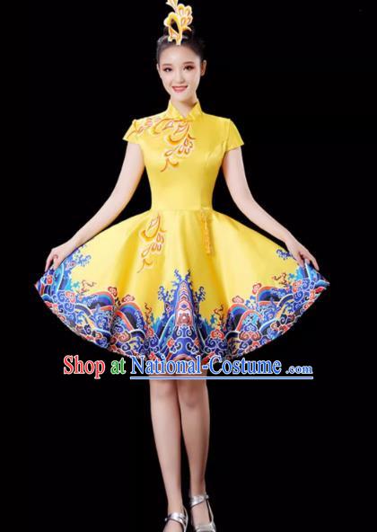 Yellow Modern Dance Costume Female Drumming Costume Performance Costume Fashion Opening Dance Dress