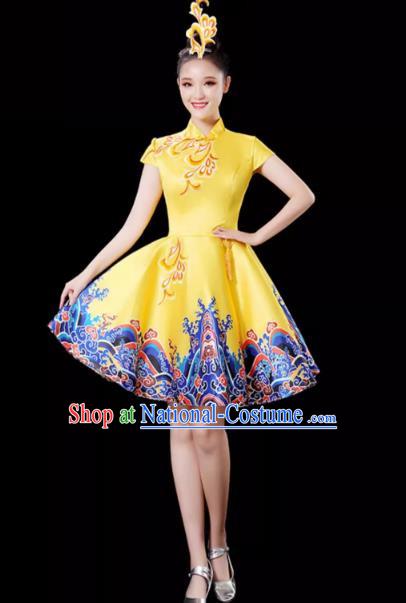 Yellow Modern Dance Costume Female Drumming Costume Performance Costume Fashion Opening Dance Dress