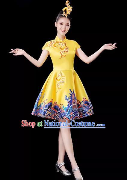 Yellow Modern Dance Costume Female Drumming Costume Performance Costume Fashion Opening Dance Dress