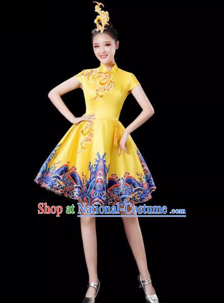 Yellow Modern Dance Costume Female Drumming Costume Performance Costume Fashion Opening Dance Dress