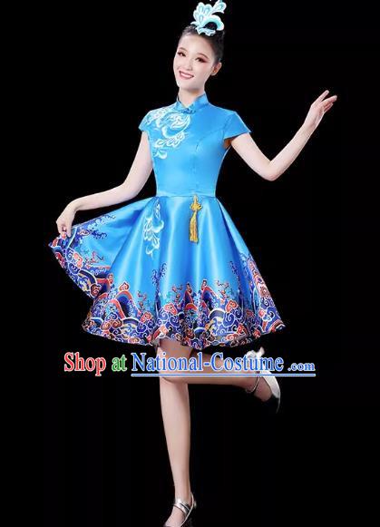 Blue Modern Dance Costume Female Drum Costume Costume Fashion Opening Dance Dress