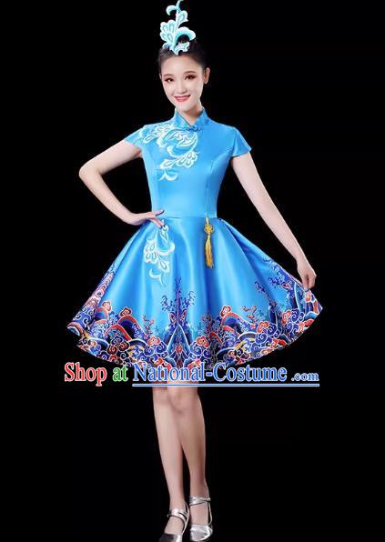 Blue Modern Dance Costume Female Drum Costume Costume Fashion Opening Dance Dress