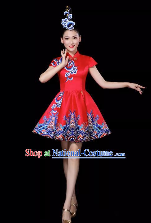 Red Modern Dance Costume Female Drumming Costume Performance Costume Fashion Opening Dance Dress