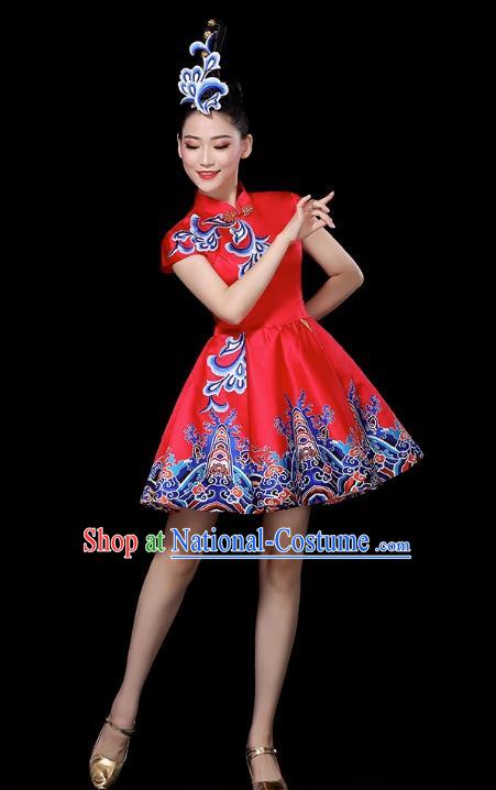 Red Modern Dance Costume Female Drumming Costume Performance Costume Fashion Opening Dance Dress