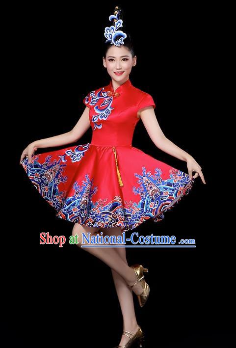 Red Modern Dance Costume Female Drumming Costume Performance Costume Fashion Opening Dance Dress