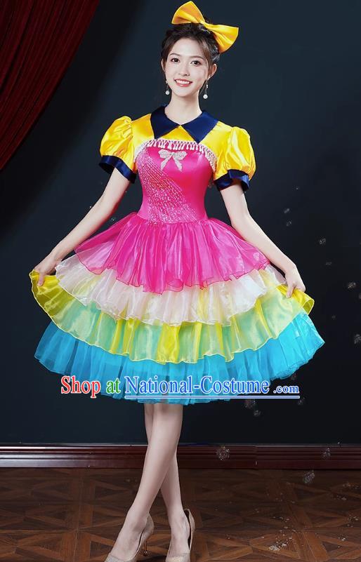 Modern Dance Costumes Fashion Chorus Performance Costumes Female Dancer Square Dance Dress Fluffy Opening Dance Performance Costumes