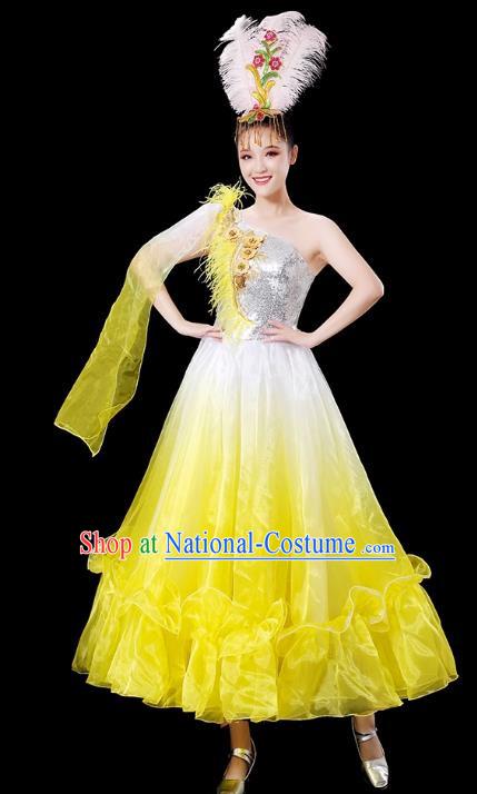 Opening Dance Big Swing Skirt Dance Costume Female Stage Modern Dance Dress Accompaniment Dance Costume Long Skirt