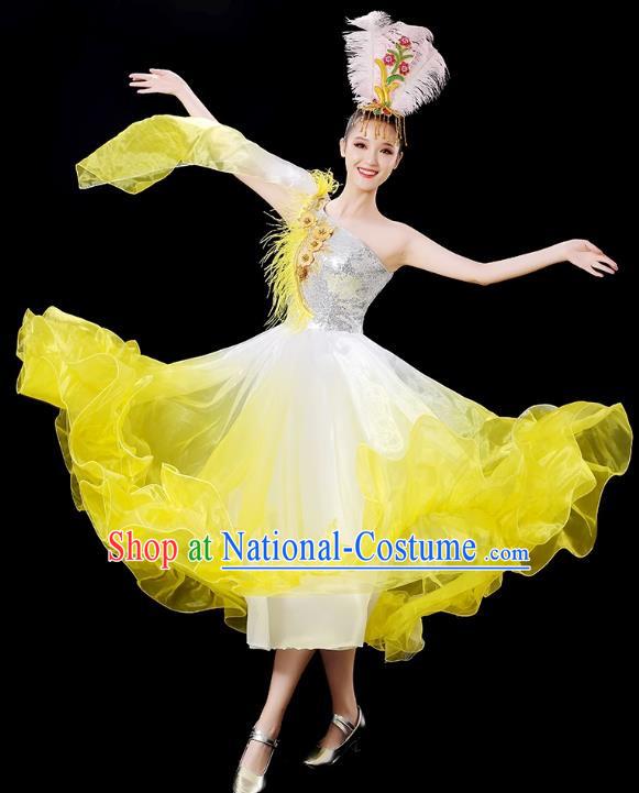 Opening Dance Big Swing Skirt Dance Costume Female Stage Modern Dance Dress Accompaniment Dance Costume Long Skirt