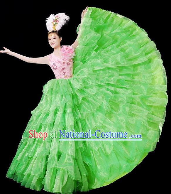 Opening Dance Big Swing Skirt Performance Costume Female Chinese Style Large Stage Modern Dance Costume Singing and Dancing Long Skirt