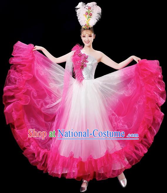 Opening Dance Big Swing Skirt Performance Costume Female Chinese Style Modern Stage Fan Dance Costume Song Dance Long Skirt