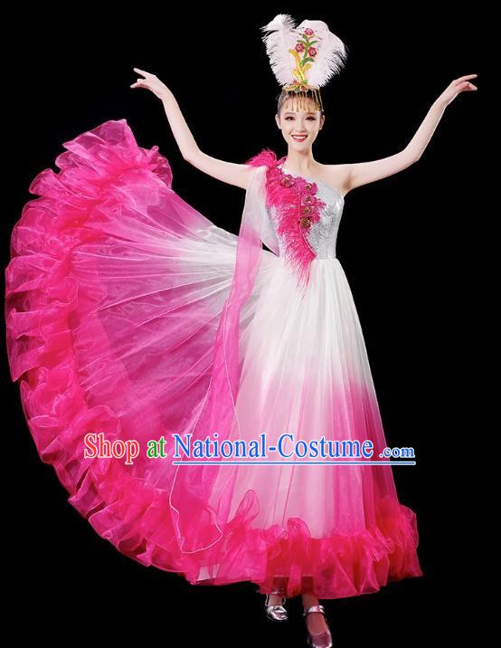 Opening Dance Big Swing Skirt Performance Costume Female Chinese Style Modern Stage Fan Dance Costume Song Dance Long Skirt