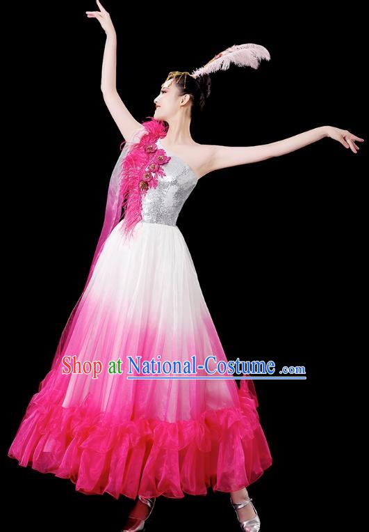 Opening Dance Big Swing Skirt Performance Costume Female Chinese Style Modern Stage Fan Dance Costume Song Dance Long Skirt