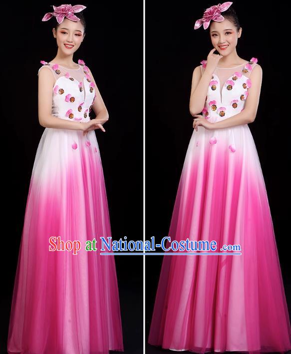 Pink Opening Dance Big Swing Skirt Performance Costume New Cantata Long Skirt Accompanying Dance Costume Female Modern Dance