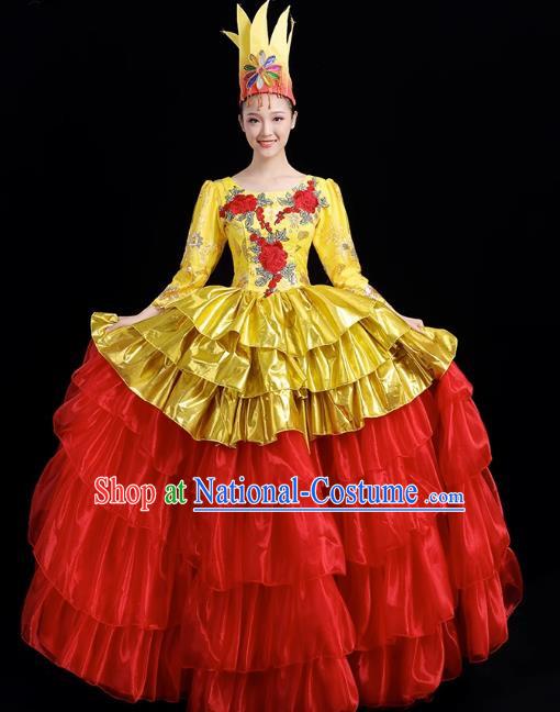 Opening Dance Big Swing Skirt Performance Costume Female Dance Stage Song and Dance Performance Costume Modern Big Skirt