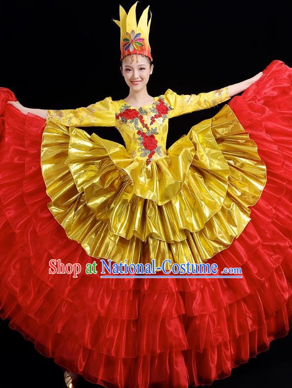 Opening Dance Big Swing Skirt Performance Costume Female Dance Stage Song and Dance Performance Costume Modern Big Skirt